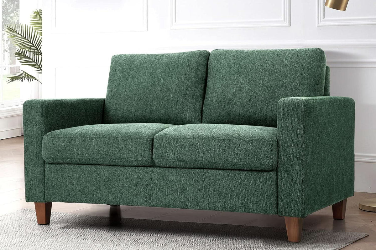 Green Mid Century Modern Couch and Loveseat Set for Small Spaces