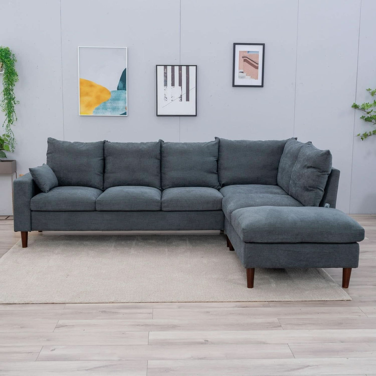 Sectional Sofa Grey Left Facing Chaise Living Room
