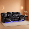 Power Recliner Set With LED Lights And Wireless Charger USB Port
