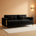 86-Inch Black Velvet Loveseat With Gold Metal Legs For Living Room