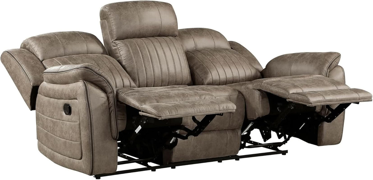 Sandy Brown Microfiber 3 Piece Reclining Living Room Set