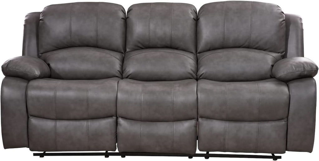 2 Piece Bonded Leather Reclining Sofa Loveseat Set Gray Living Room Furniture Set 8018