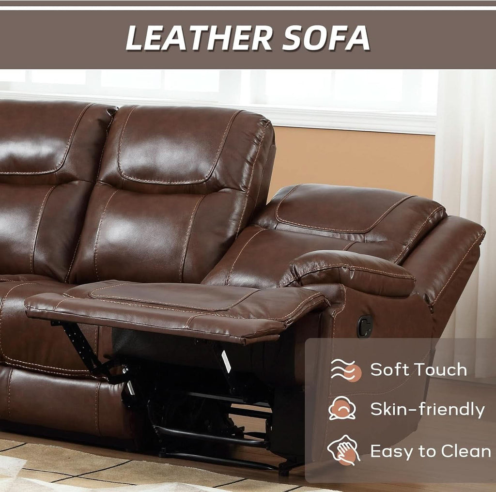 Manual Recliner Sofa Set Brown Living Room Collection