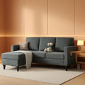 Dark Grey Convertible Sectional Sofa With Storage Ottoman