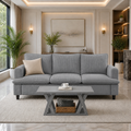 83" Grey 3-Seater Corduroy Sofa with 47" Farmhouse Coffee Table Set