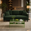 83" Green Teddy Loveseat Sofa with Acrylic Coffee Table Set (2-Piece Living Room Bundle)
