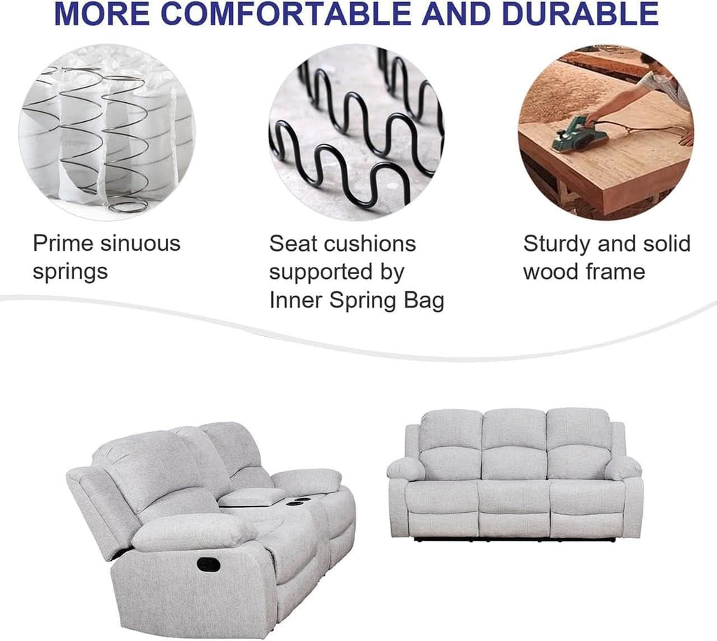 Grey Microfiber Reclining Sofa And Loveseat Set For Living Room