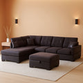 Espresso L Shaped Sectional Sofa Set Left Hand Facing