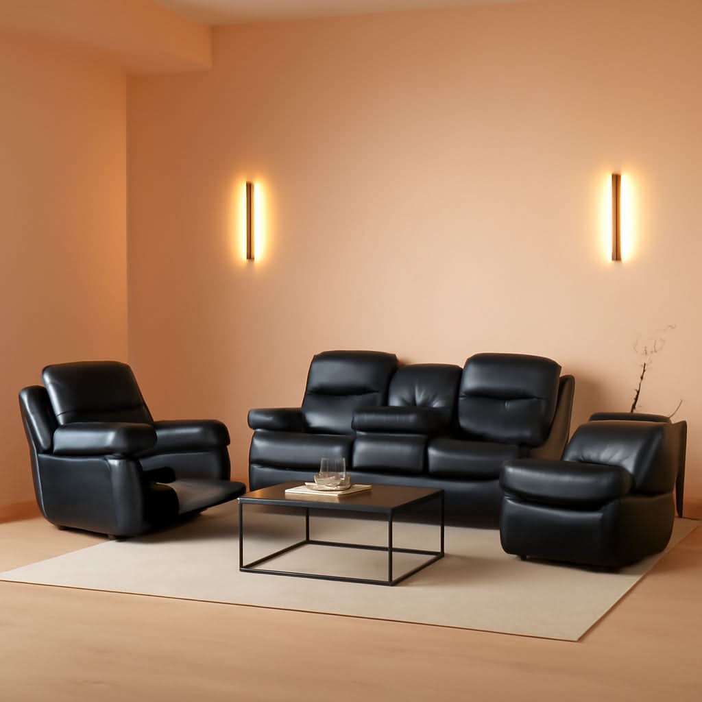 Beverly Fine 3 Piece Recliner Living Room Set Faux Leather