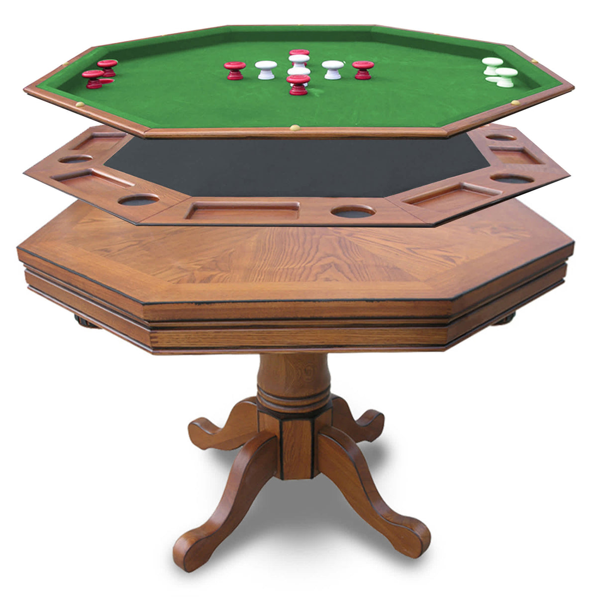 Kingston 48-in Poker Table Combo Set (Table Set Only) - Oak Finish
