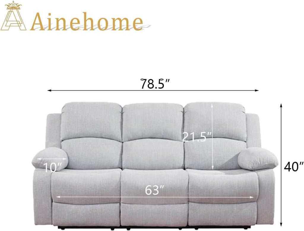 Grey White Microfiber Leather Recliner Sofa Set Living Room