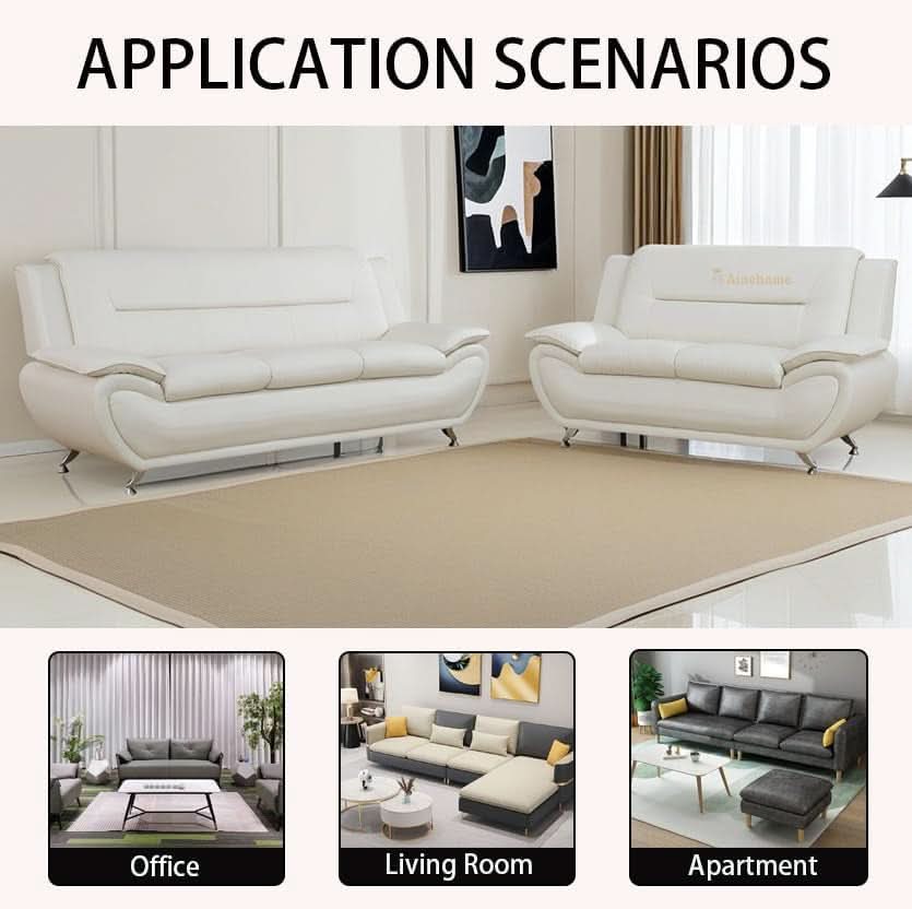 Creamy White 5 Seat Faux Leather Sectional Sofa Set