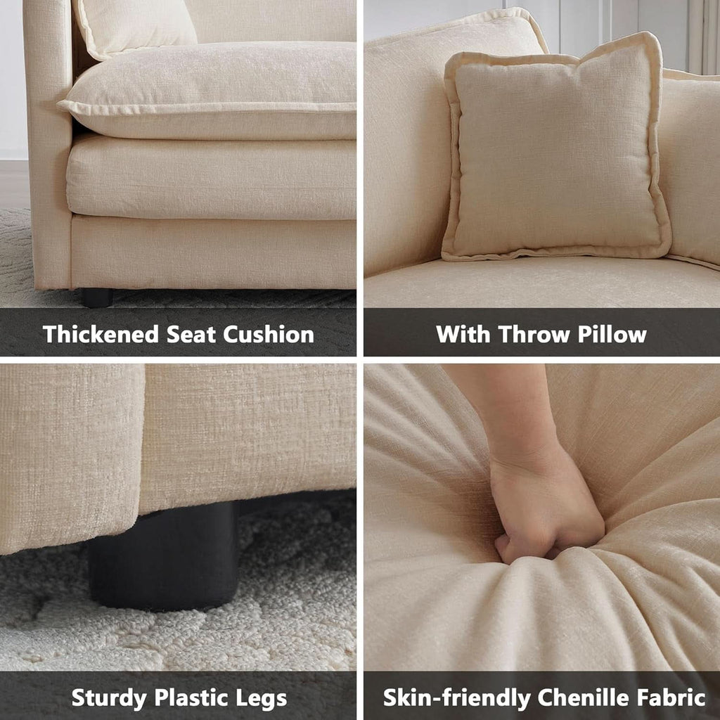 Light Coffee Chenille 2 Piece Loveseat Couch And Armchair