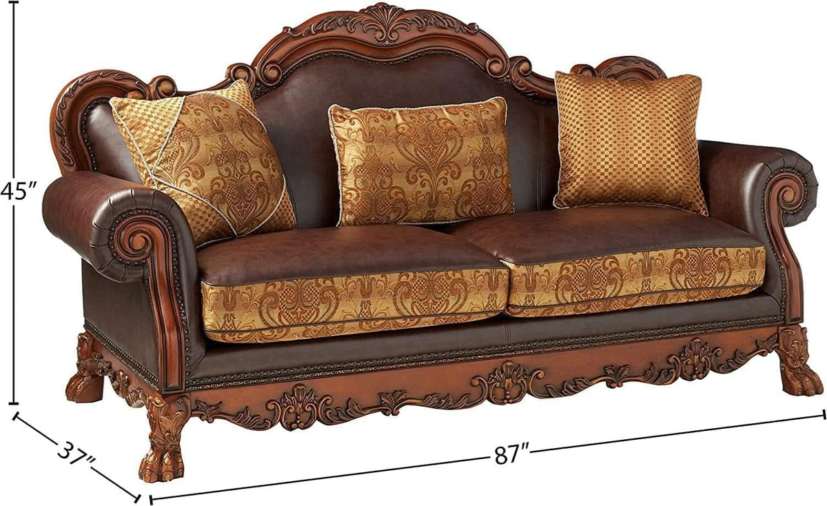 Three-Piece Living Room Set Cherry Oak Sofa Loveseat Chair