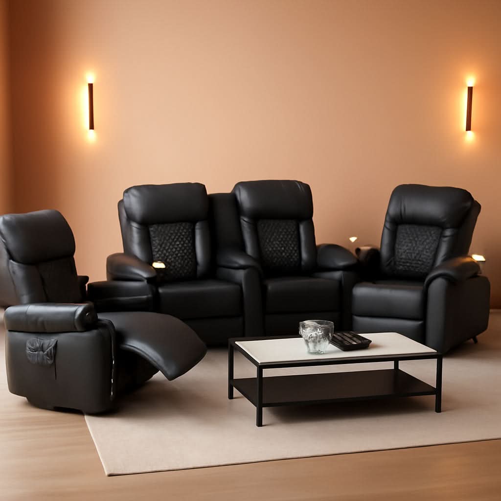 Living Room Furniture Set Loveseat Recliner And 2 Piece Massage Recliner Chairs