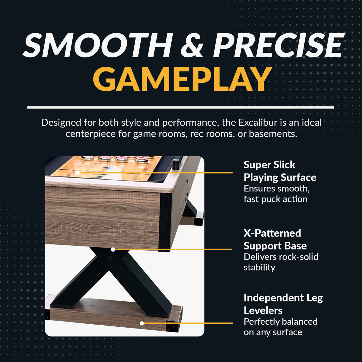 Excalibur 9-ft Shuffleboard Table - Driftwood Finish