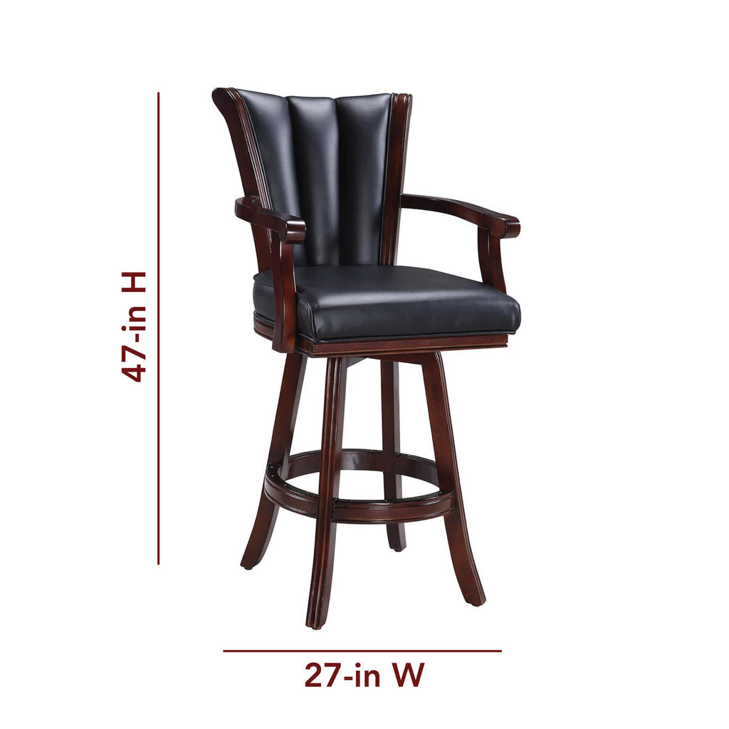 Avondale 29-in Swivel Bar Stool with Arm Rests - Mahogany Finish