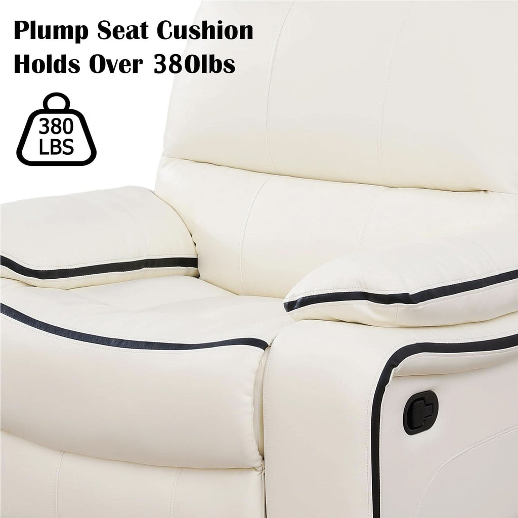 Leather Recliner Sofa Set With Storage Console White