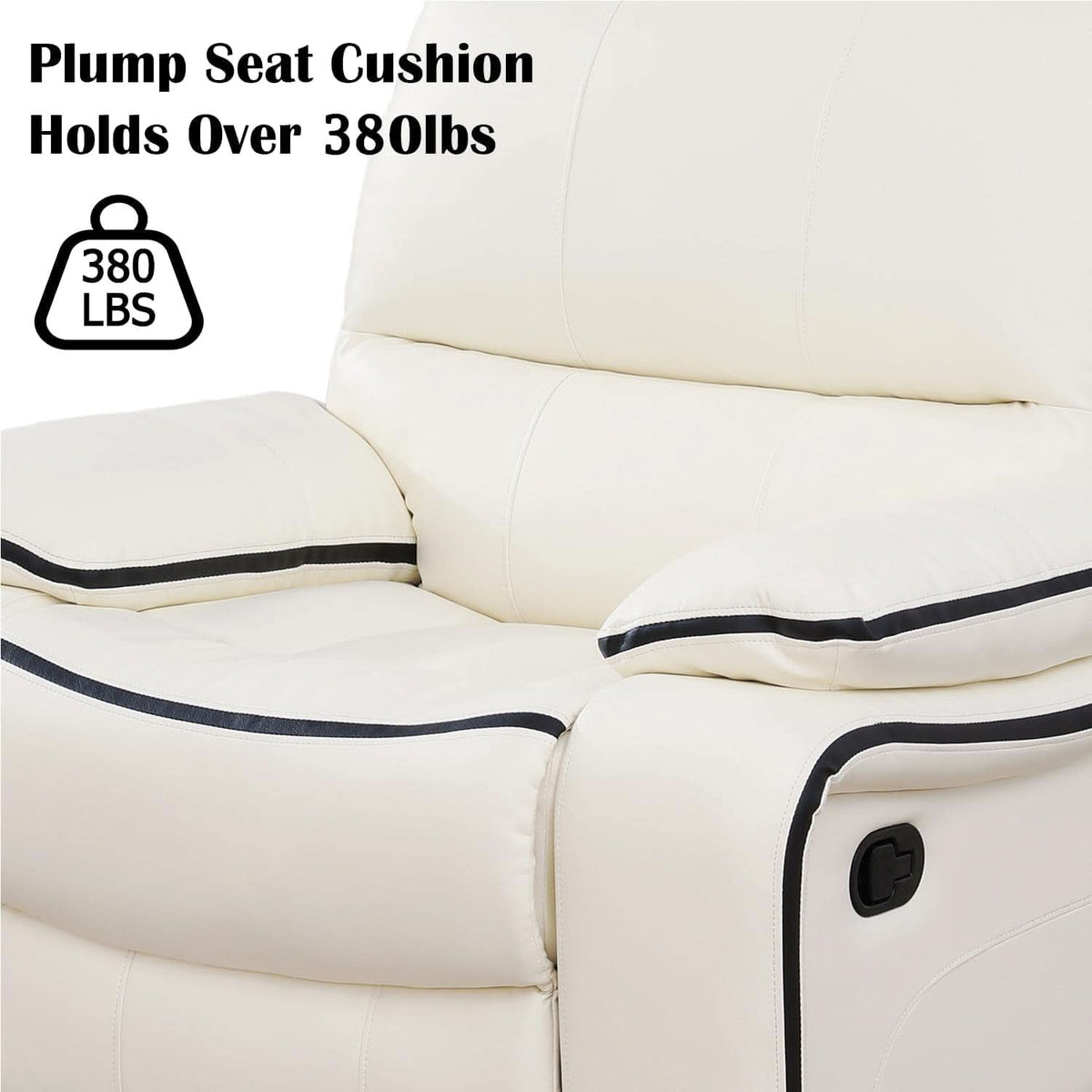 Leather Recliner Sofa Set With Storage Console White