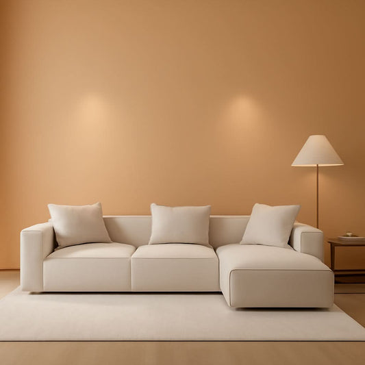 Modular Sectional Sofa Set Linen Cream With Ottoman And Chaise