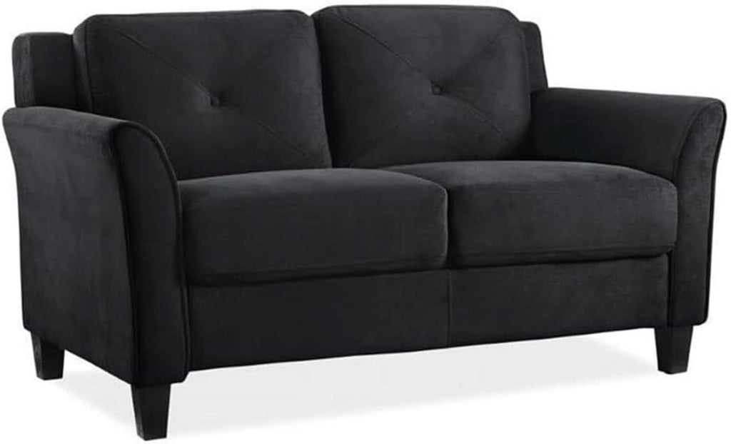 Two Piece Polyester Microfiber Upholstered Sofa Set With 78 Inch Wide Sofa And 56 Inch Wide Loveseat In Black
