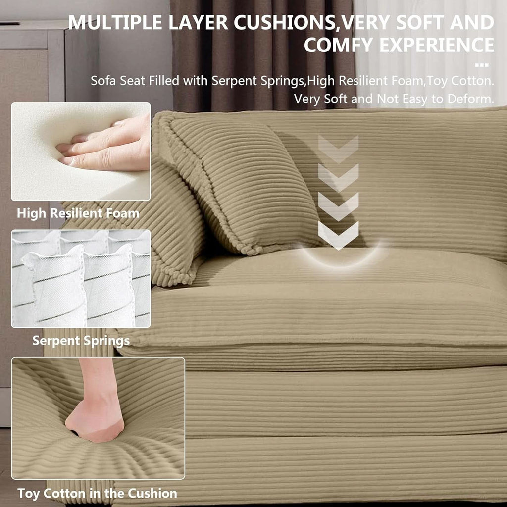 Oversized 2 Piece Sofa Set Camel 3 Seater And Loveseat