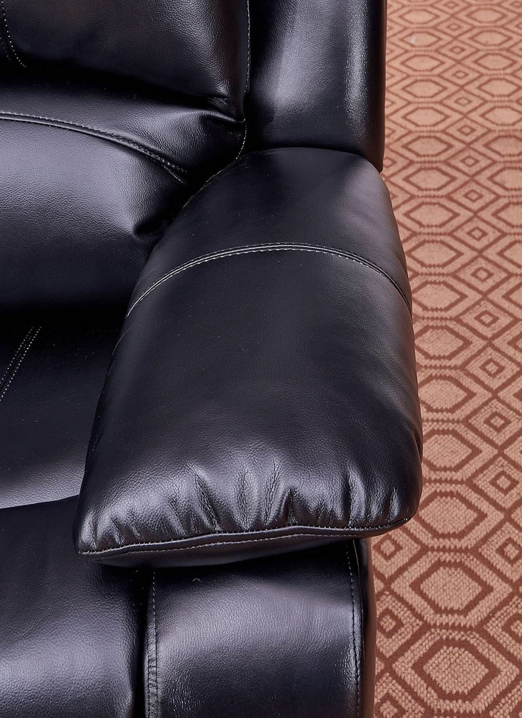 2Piece Bonded Leather Recliner Sofa And Loveseat Set Black 8018 With Pocket Coil Cushions