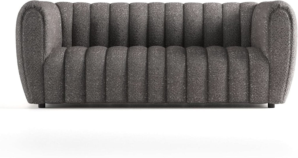 Charcoal Gray Vertical Channel Tufted 3 Piece Sofa Set