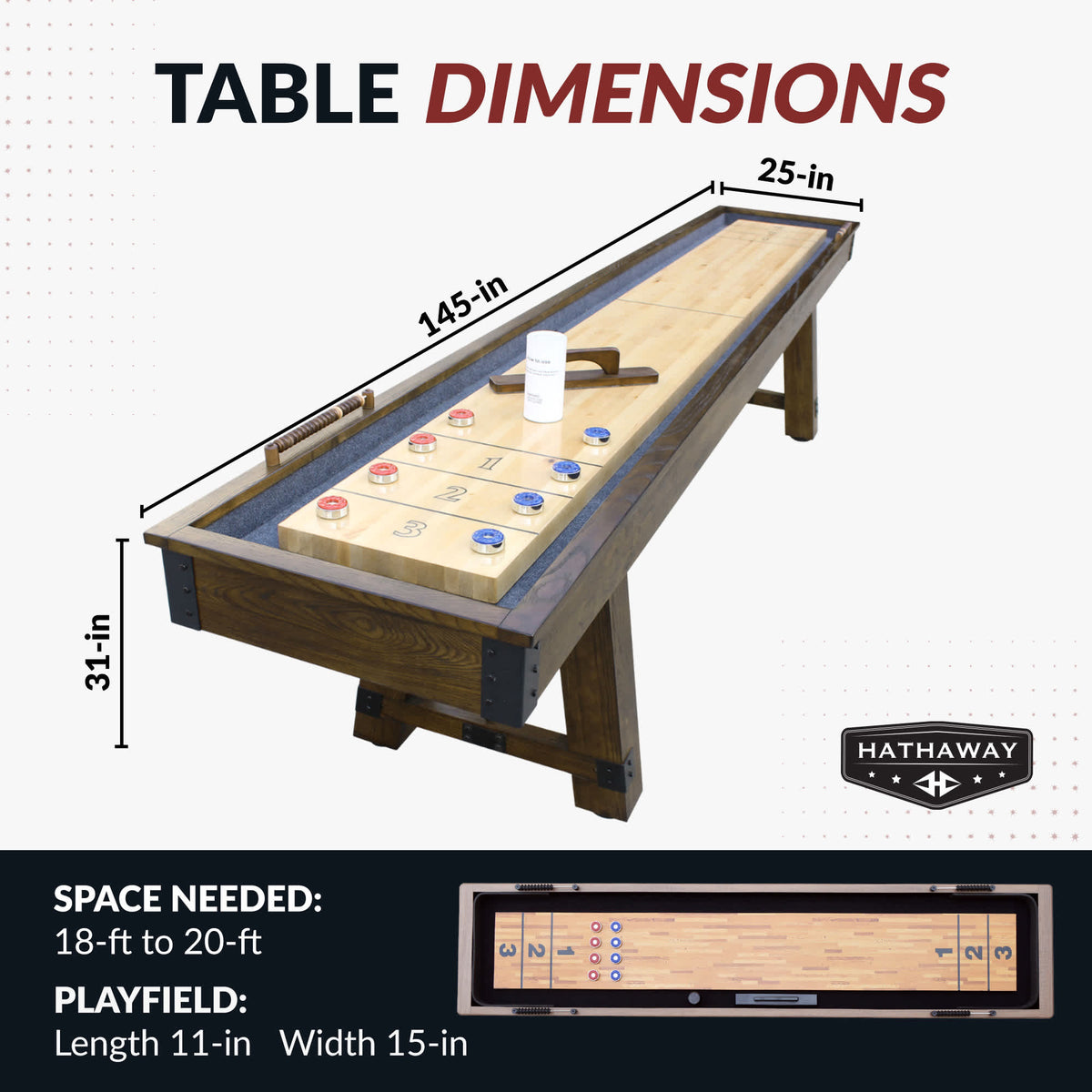 Cheyenne Shuffleboard Table - Rustic Oak Finish