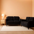 Two Piece Polyester Microfiber Upholstered Sofa Set With 78 Inch Wide Sofa And 56 Inch Wide Loveseat In Black