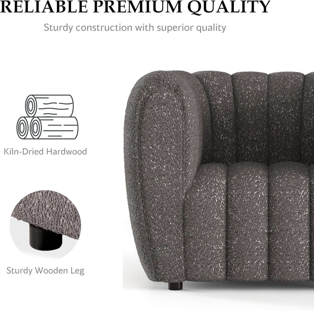 Charcoal Gray Vertical Channel Tufted 3 Piece Sofa Set