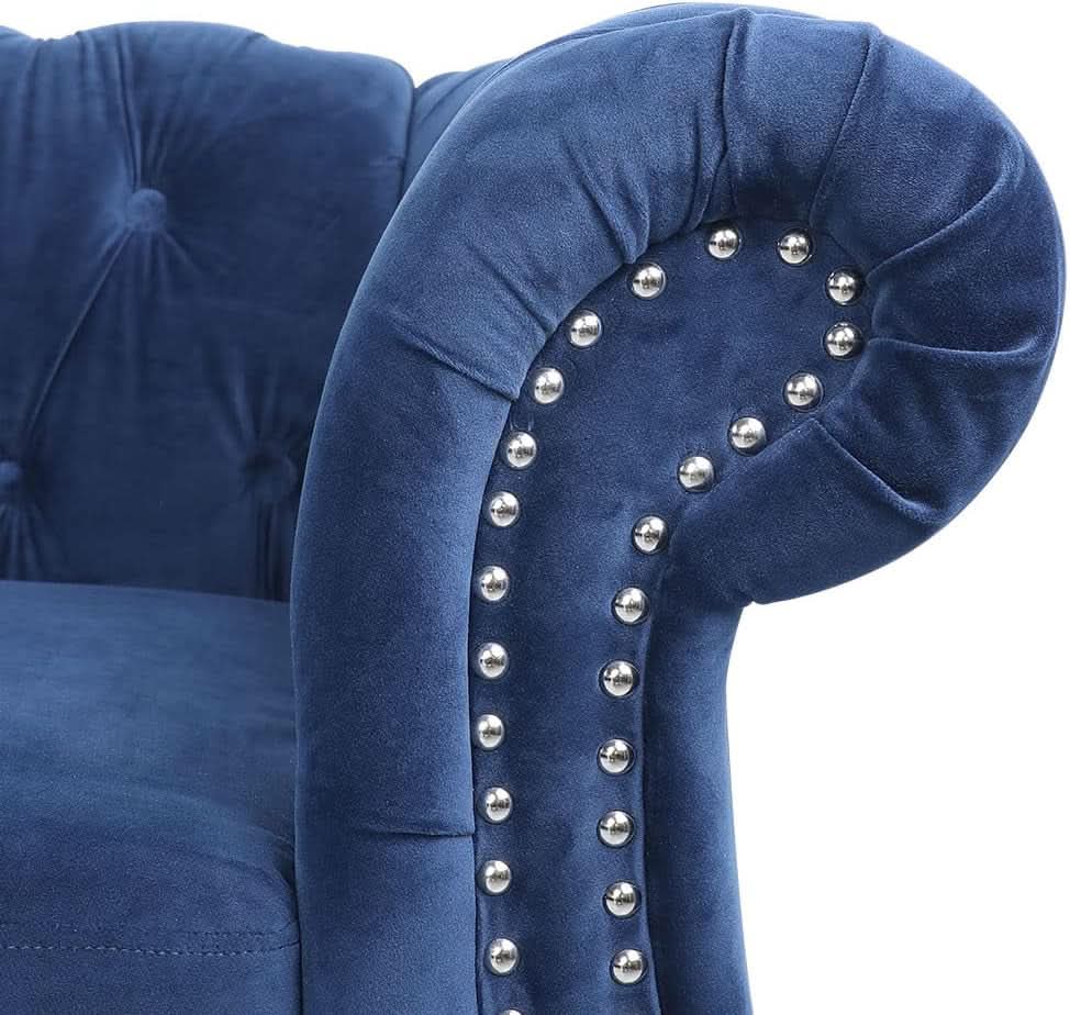 Blue Velvet 3 Piece Sectional Sofa Set With Tufting