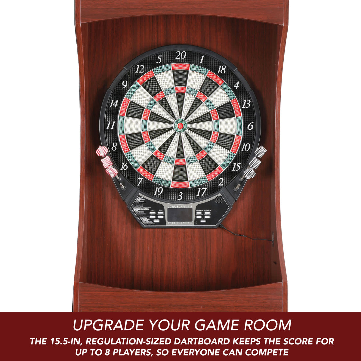 Outlaw Electronic Dartboard and 81-in Free-Standing Cabinet - Cherry Finish