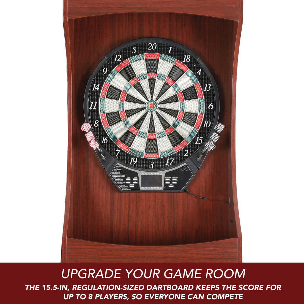 Outlaw Electronic Dartboard and 81-in Free-Standing Cabinet - Cherry Finish