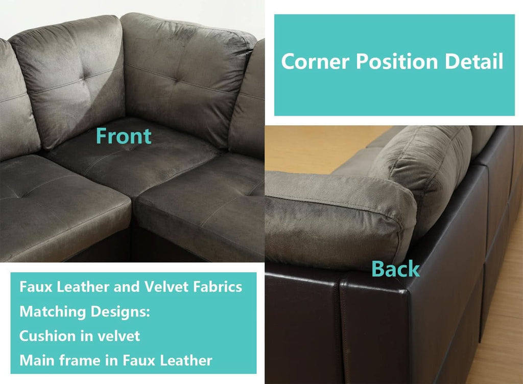 Taupe 105 Inch L Shaped Sectional Sofa With Storage Ottoman