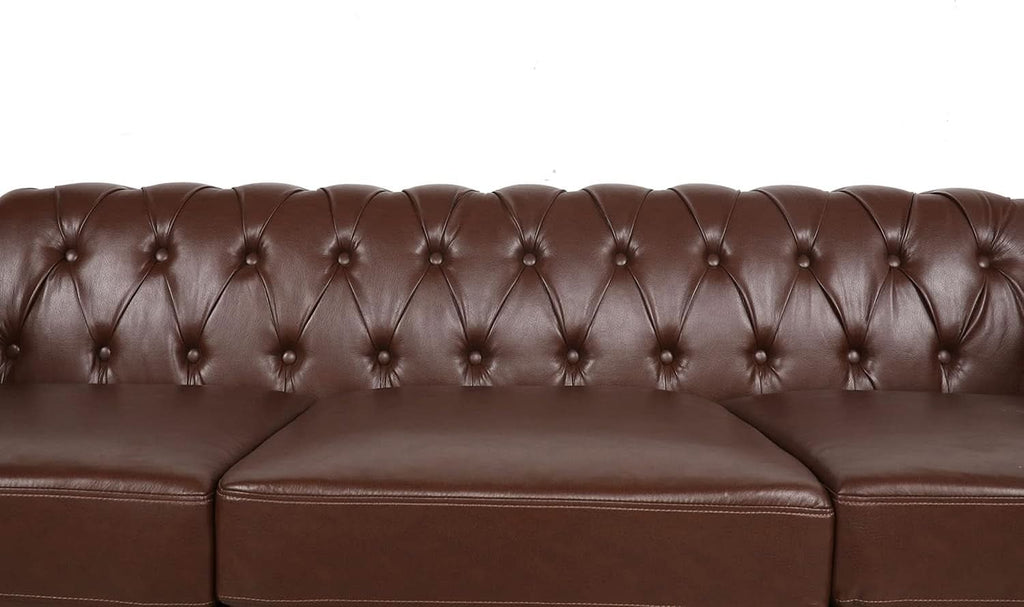 PU Brown Leather Modular Sectional Sofa Tufted Cushions