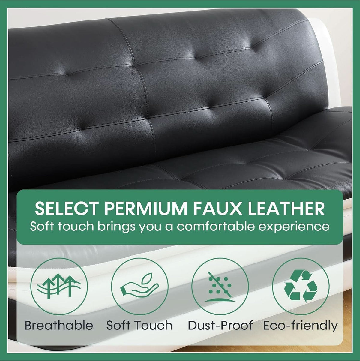 Leather Sofa Set 3 Piece Living Room Furniture In Black And White