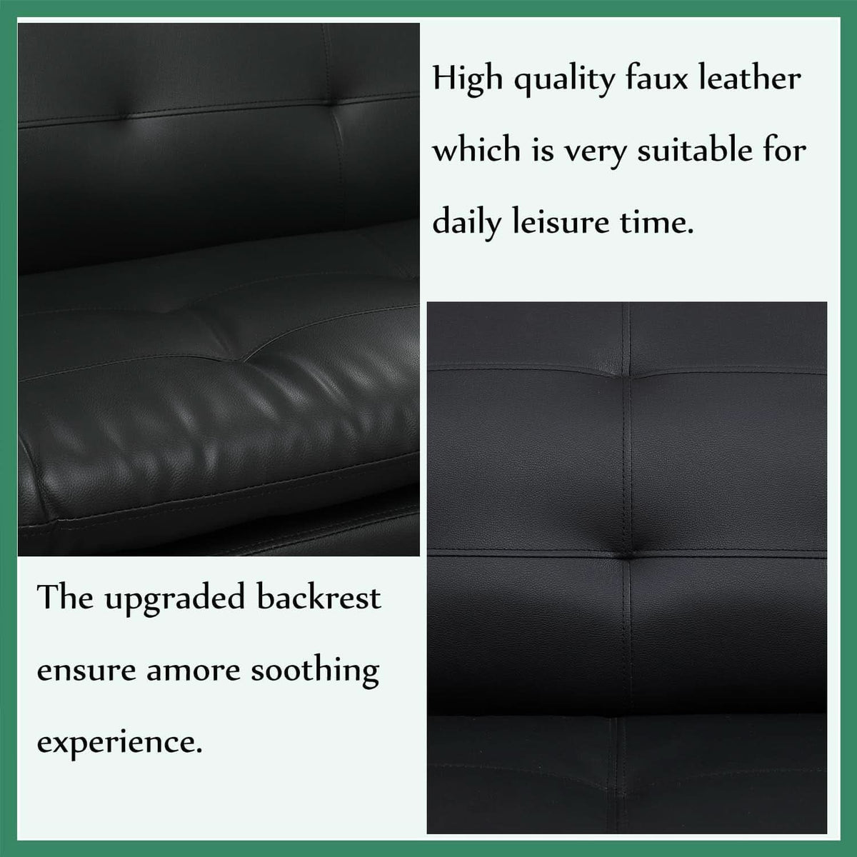 Leather Sofa Set 3 Piece With Loveseat And Armchair For Living Room Black