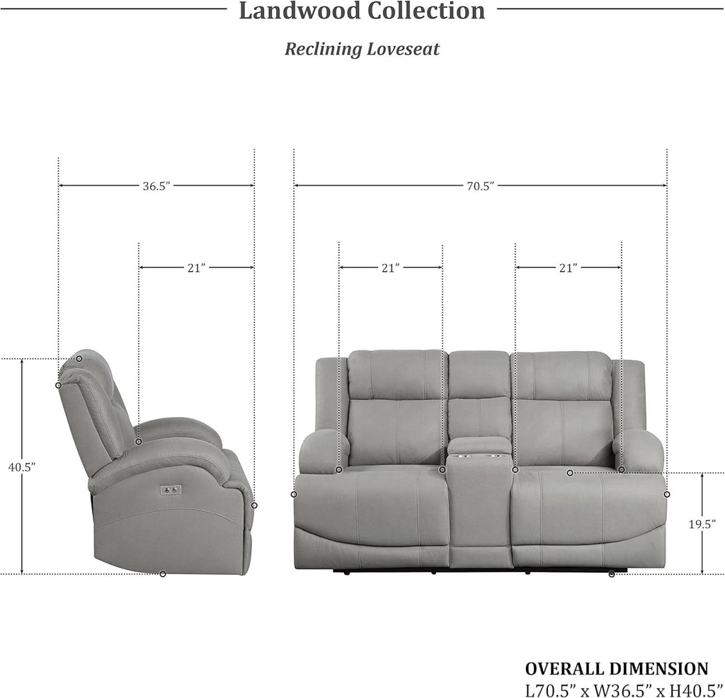 Landwood 3 Piece Power Reclining Living Room Set Gray