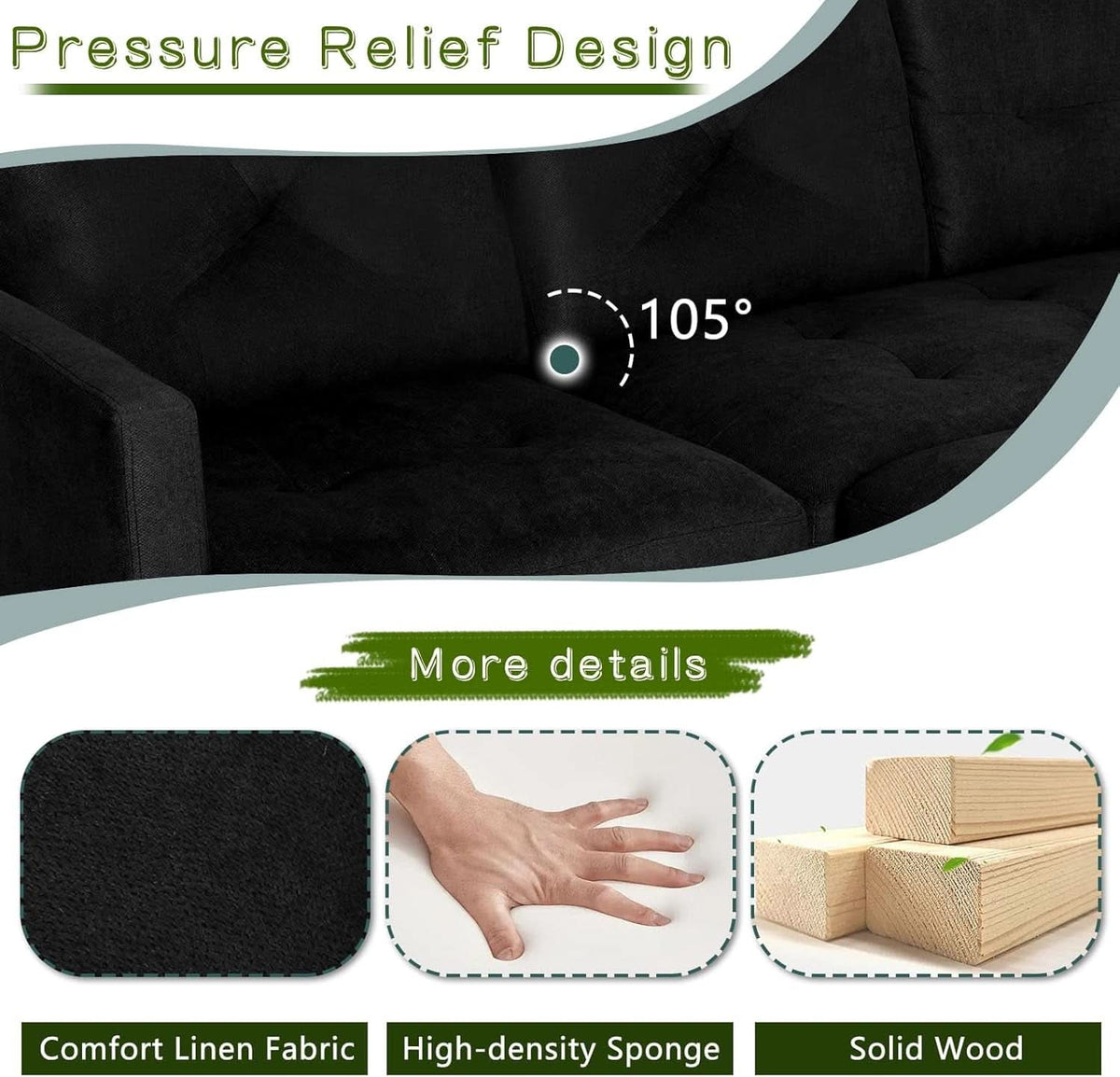 Adjustable L Shaped Sofa With Storage In Black Nordic Style