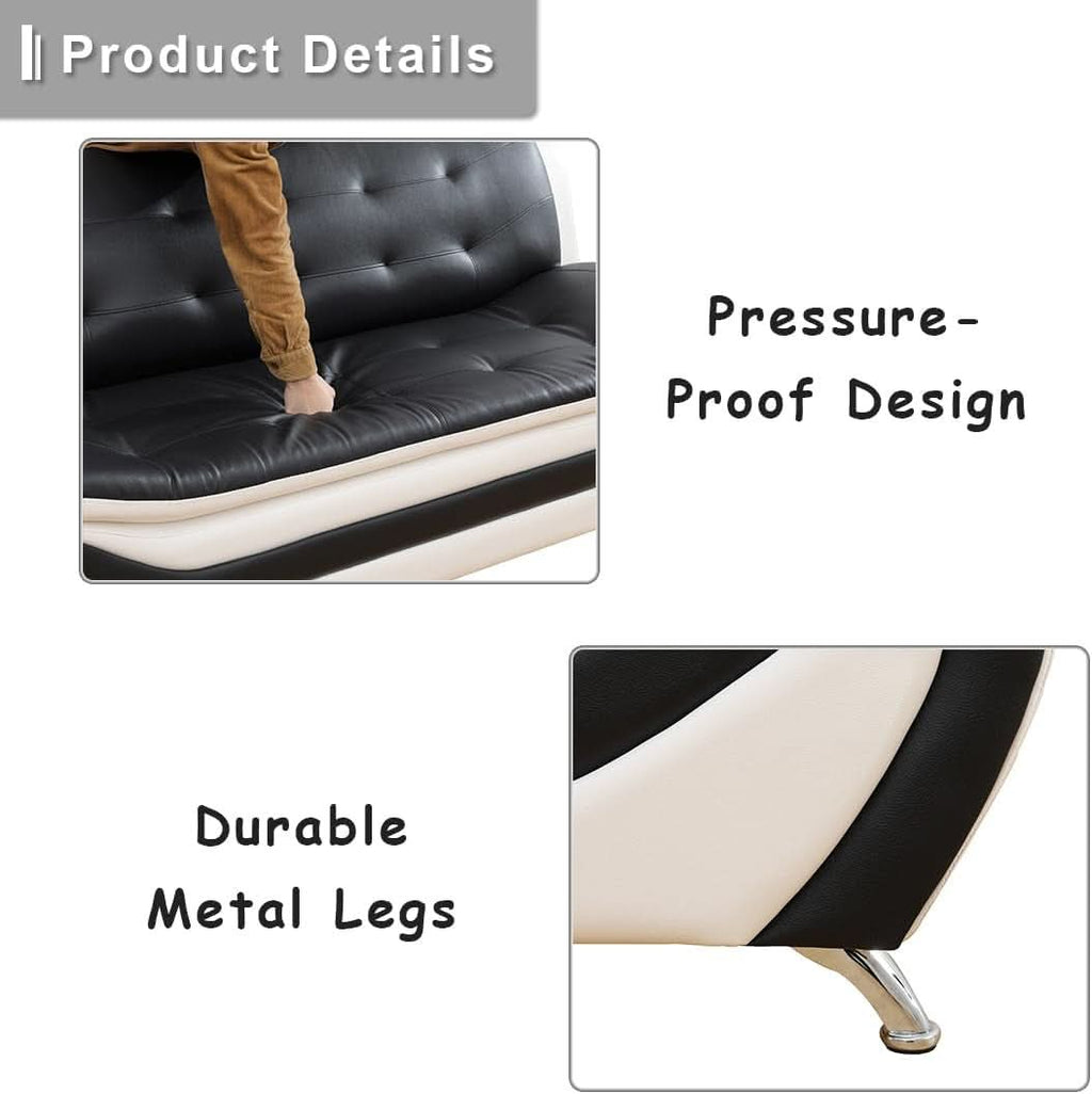 Leather Sofa Set With Loveseat For Living Room Black White