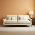 86 Inch Beige Velvet Loveseat With Gold Metal Legs Modern