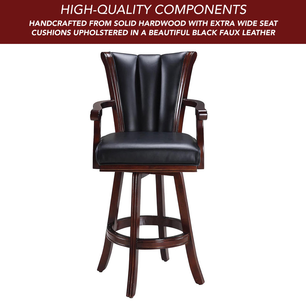 Avondale 29-in Swivel Bar Stool with Arm Rests - Mahogany Finish