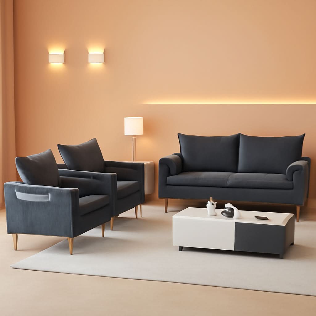 3 Piece Storage Sofa Set With Corduroy Gray Loveseat