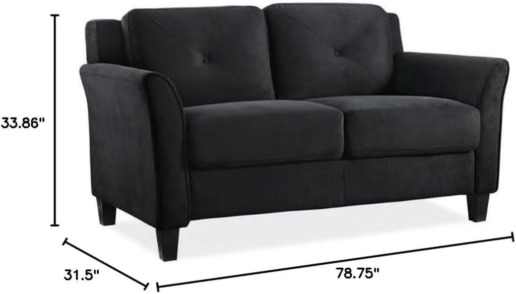 Two Piece Polyester Microfiber Upholstered Sofa Set With 78 Inch Wide Sofa And 56 Inch Wide Loveseat In Black