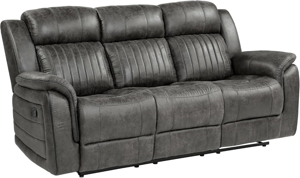 3 Piece Recliner Living Room Set In Brownish Gray Microfiber