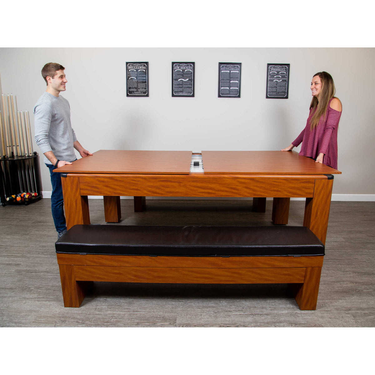 Sherwood 7-ft Air Hockey Table Combo Set with Benches