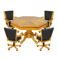 Kingston 48-in Poker Table Combo Set with 4 Arm Chairs - Oak Finish