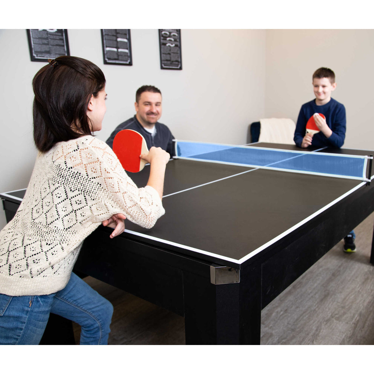 Park Avenue 7-ft Pool Table Combo Set with Benches - Black with Red Felt