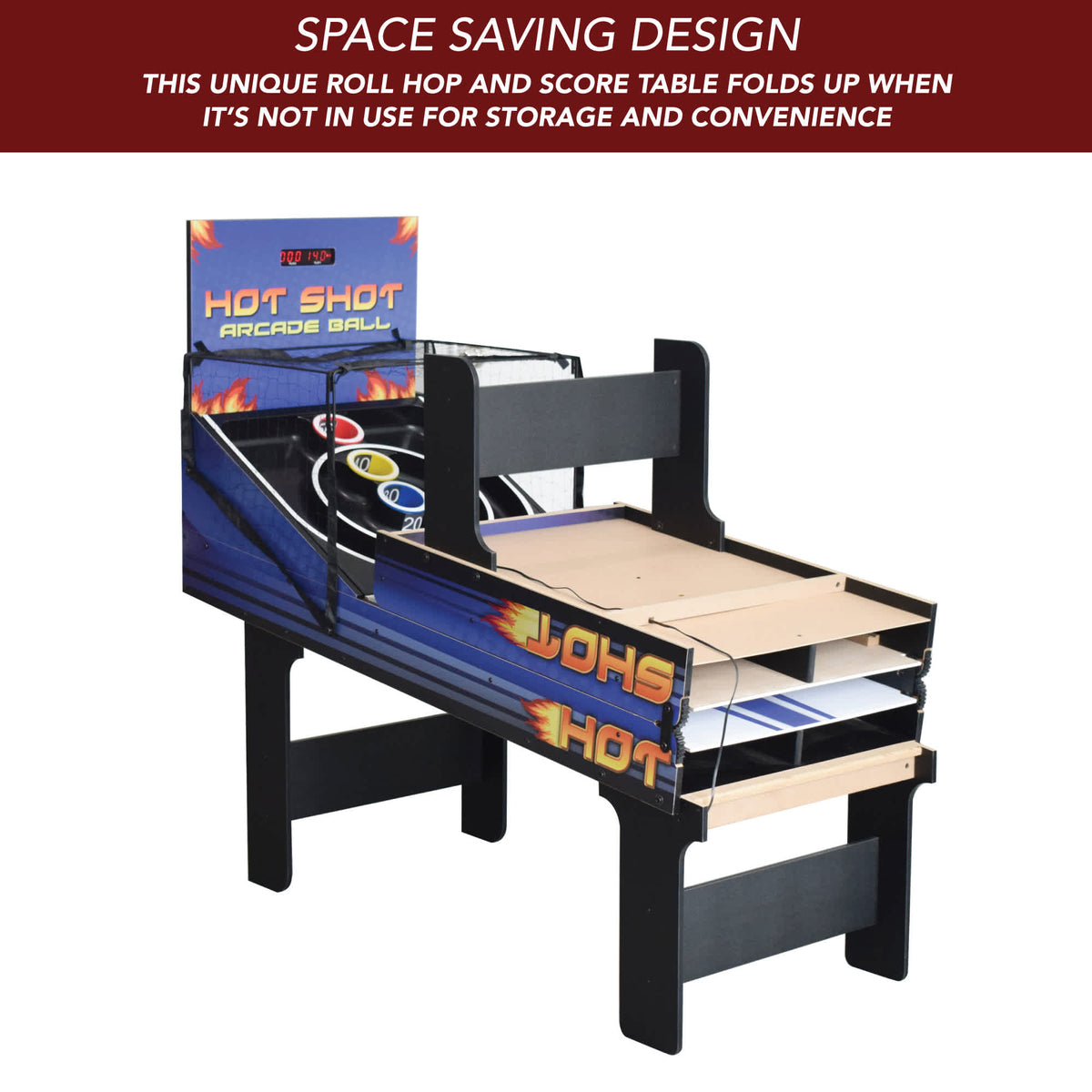 Hot Shot 8-ft Roll Hop and Score Arcade Game Table with LED Scoring